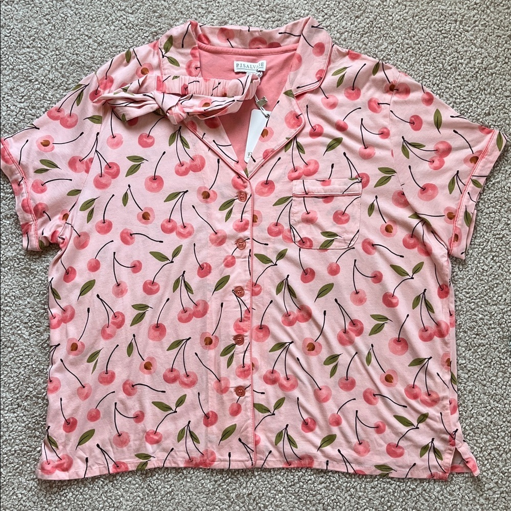 PJ SALVAGE Cherry Print PJ Set with Matching Headband NWT* Size XL - Picture 2 of 16